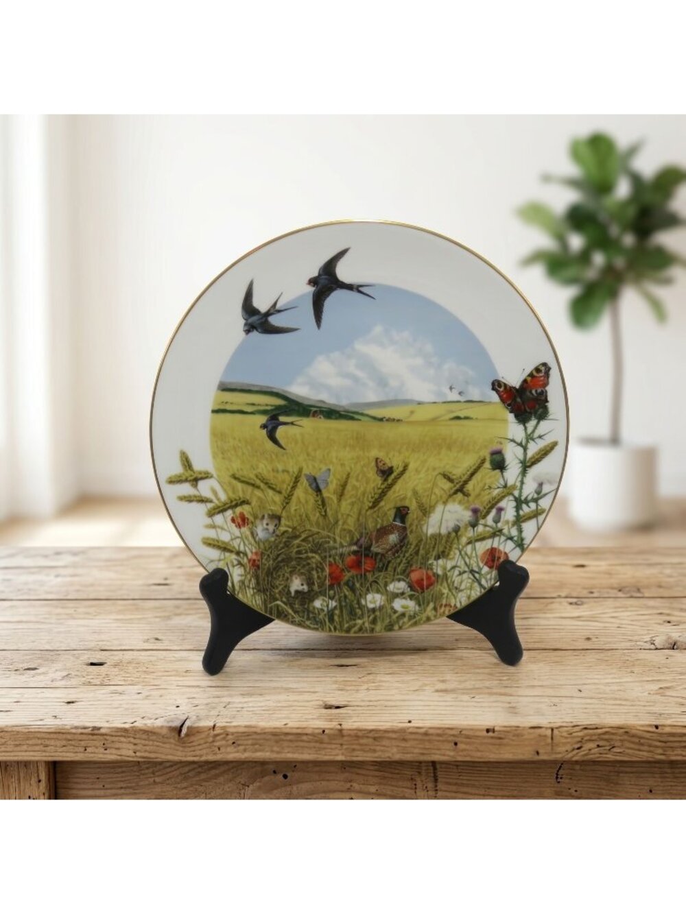 Royal Worcester The Wheatfields in August Peter Barrett Porcelain Plate 1979
